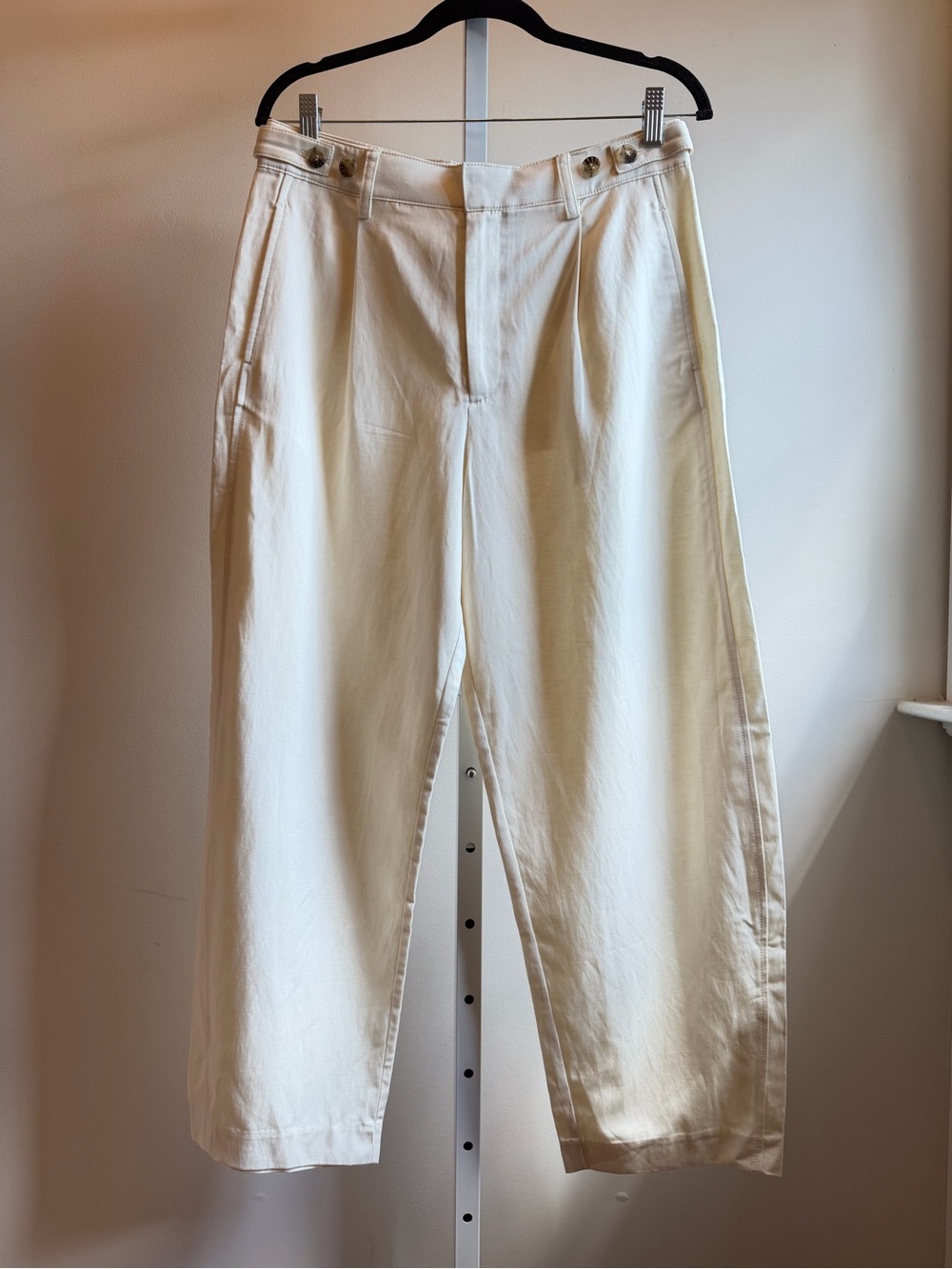 Madewell Barrel-Leg Drapey Twill Pants Vintage Ivory Size 8 NWT - Picture 5 of 12
